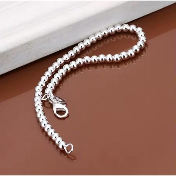 NWT  Nichol Christian 925 Sterling Silver 6MM Beaded Bracelet 8in - Picture 3 of 4
